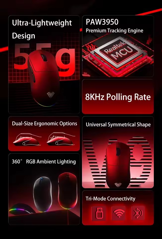 AULA V9 souris Ultra sans fil  - Esports Gaming Mouse Wireless avis et prix